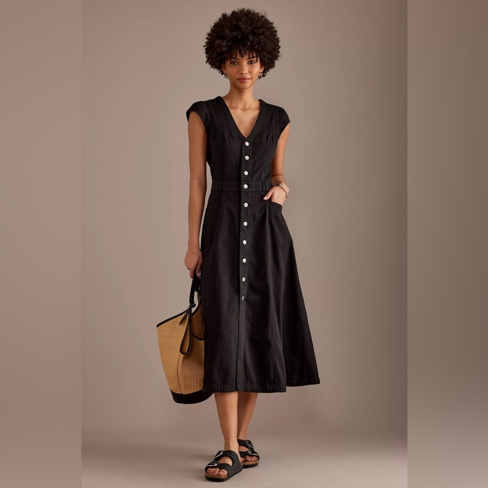 PAIGE denim vintage black Aida midi dress size 4 NWT